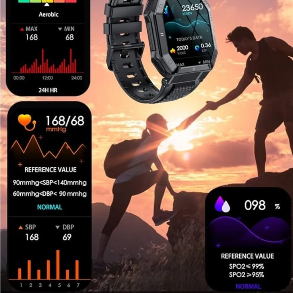 Military Smart Watch for Men with Bluetooth